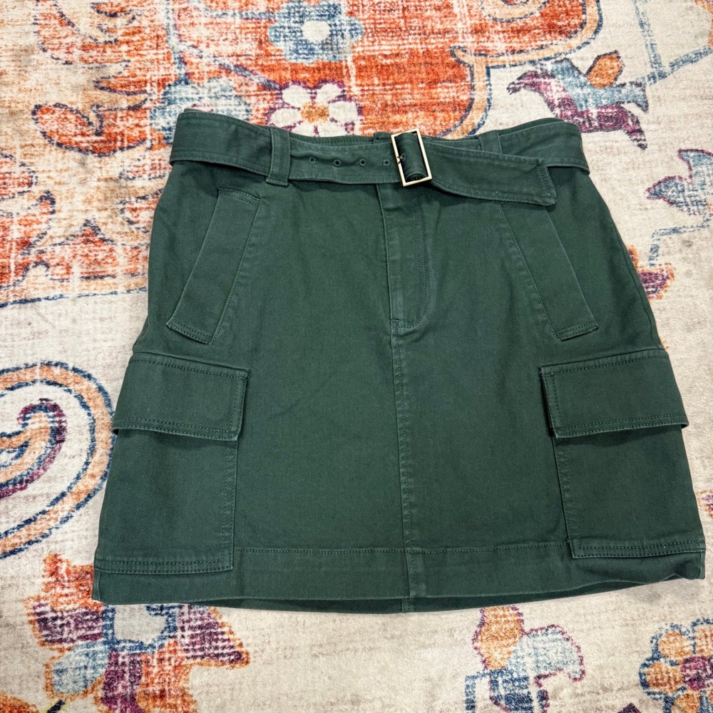 LOFT Women Green‎ Utility Belted Cargo Mini Skirt Size 8